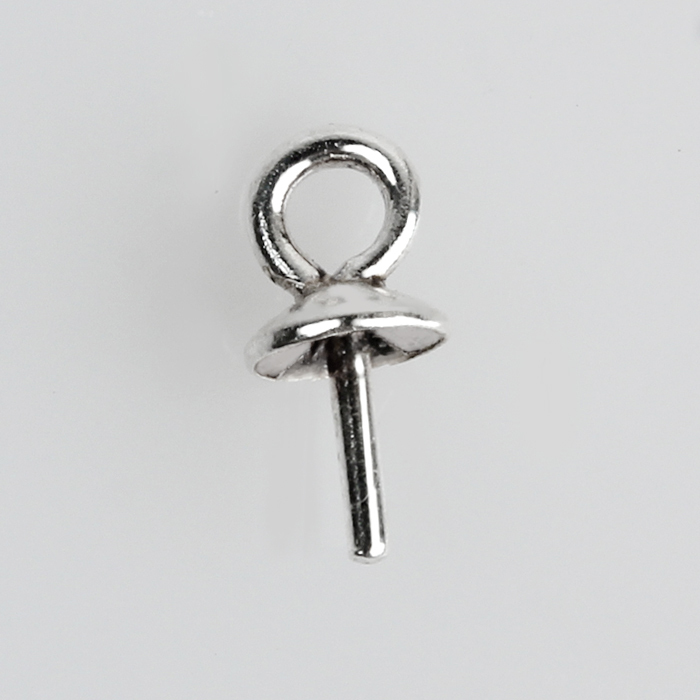 925 Sterling Silver Pearl Cup Peg Bail Pendant Clasps with Smooth Pin