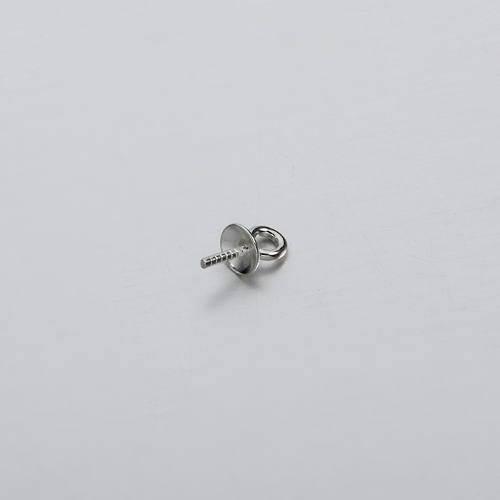 925 Sterling Silver Pearl Cup Peg Bail Pendant Clasps with Screw Thread Pin