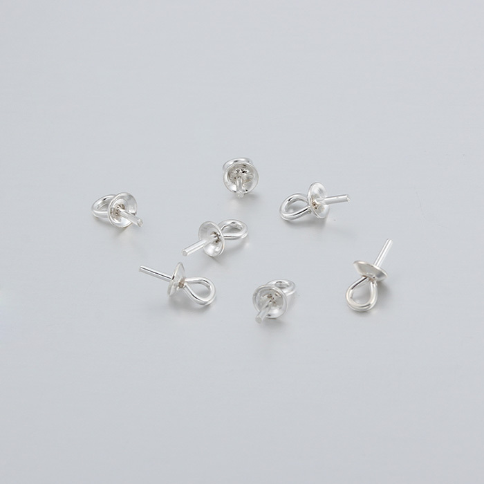 925 Sterling Silver Pearl Cup Peg Bail Pendant Clasps with Smooth Pin