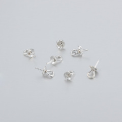 925 Sterling Silver Pearl Cup Peg Bail Pendant Clasps with Smooth Pin