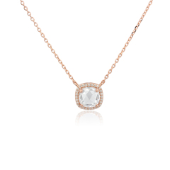 Rose Gold Plated 925 Sterling Silver Pendant Necklace Pink Amethyst