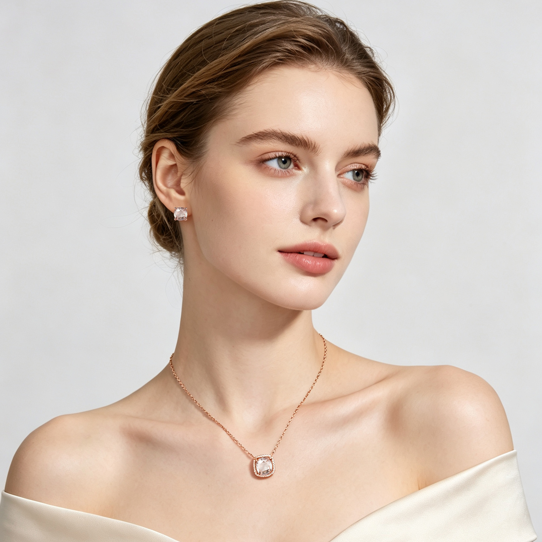 Rose Gold Plated 925 Sterling Silver Pendant Necklace Pink Amethyst