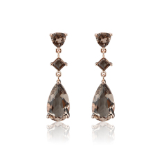 925 Sterling Silver Smoky Quartz Long Drop Dangle Earrings