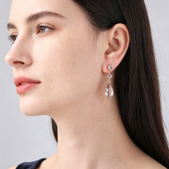 925 Sterling Silver Smoky Quartz Long Drop Dangle Earrings