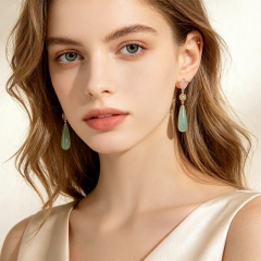 Rose Gold Plated 925 Sterling Silver Drop Earrings Rose Quartz Opal Aventurine