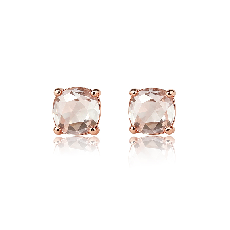 Rose Gold Plated 925 Sterling Silver Stud Earrings Pink Amethyst