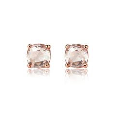 Rose Gold Plated 925 Sterling Silver Stud Earrings Pink Amethyst
