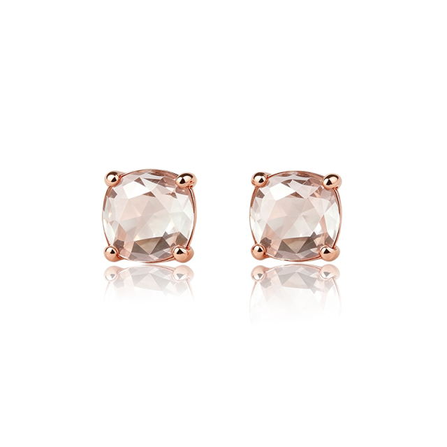 Rose Gold Plated 925 Sterling Silver Stud Earrings Pink Amethyst