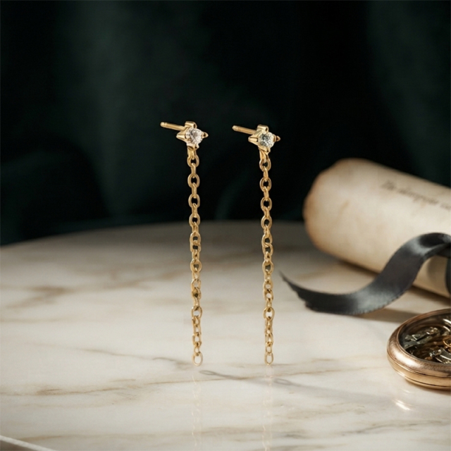925 Sterling Silver Star Stud, Chain Drop Stud and North‑Star Huggie Stack Earrings, 3‑pair