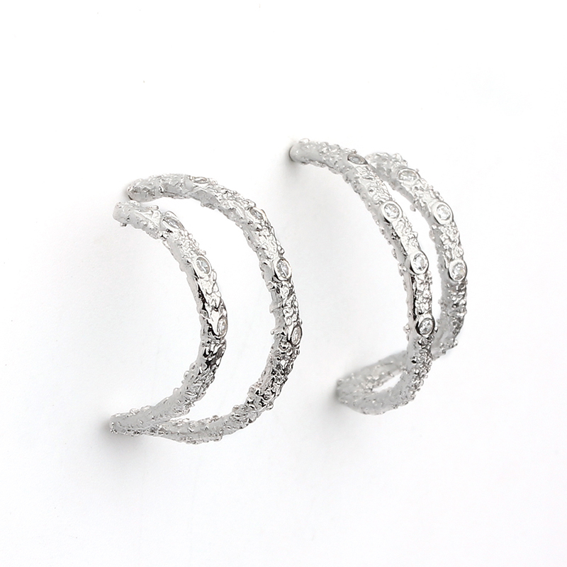 925 Sterling Silver Hammered Stud Earrings