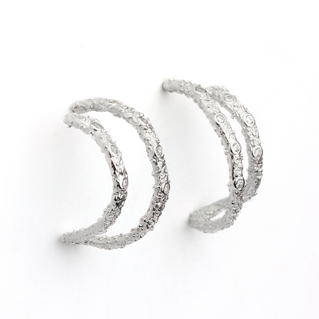 925 Sterling Silver Hammered Stud Earrings