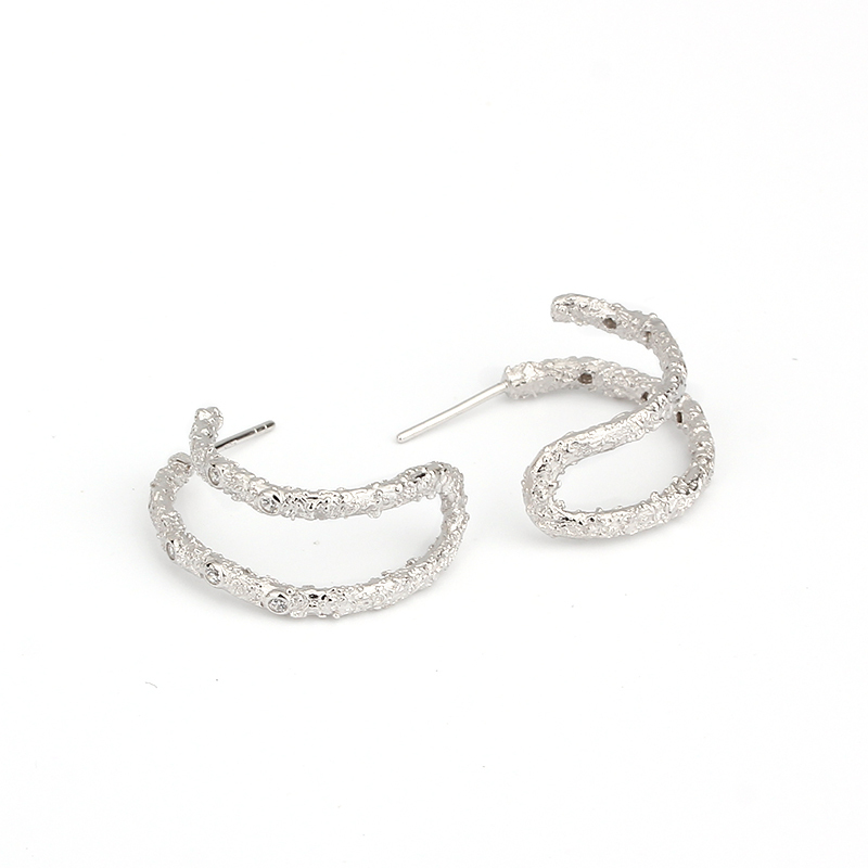 925 Sterling Silver Hammered Stud Earrings