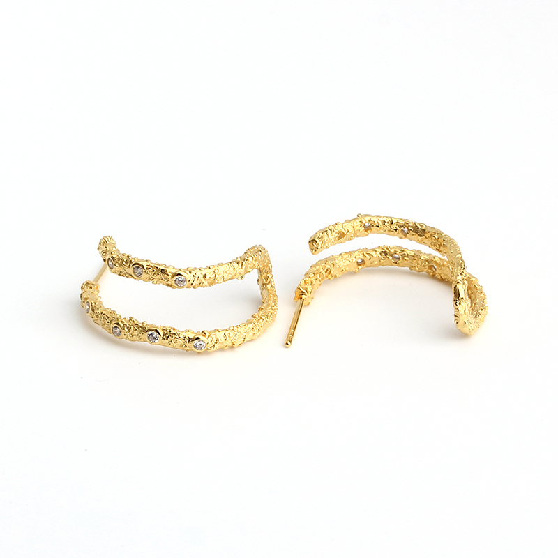 925 Sterling Silver Hammered Stud Earrings
