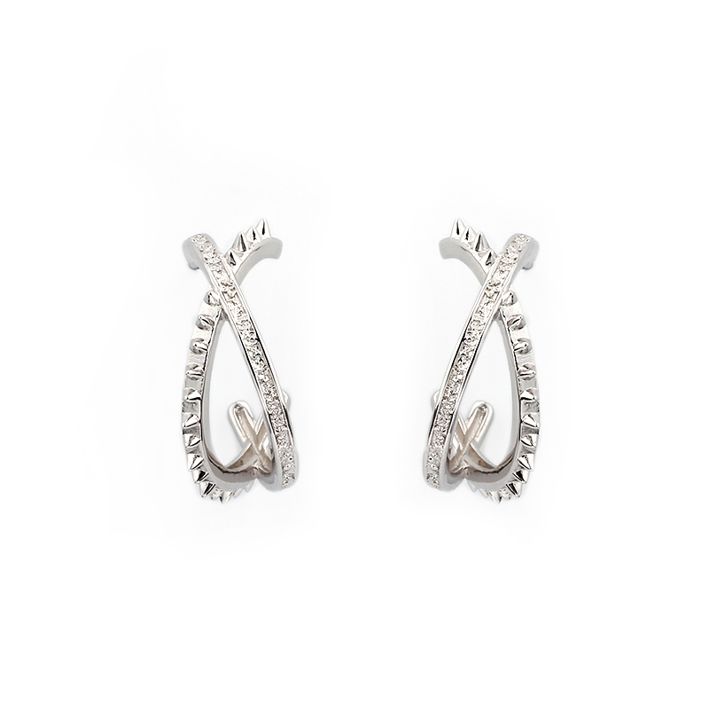 925 Sterling Silver X Shape Textured Stud Earrings