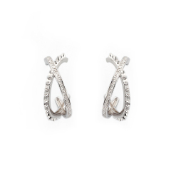 925 Sterling Silver X Shape Textured Stud Earrings