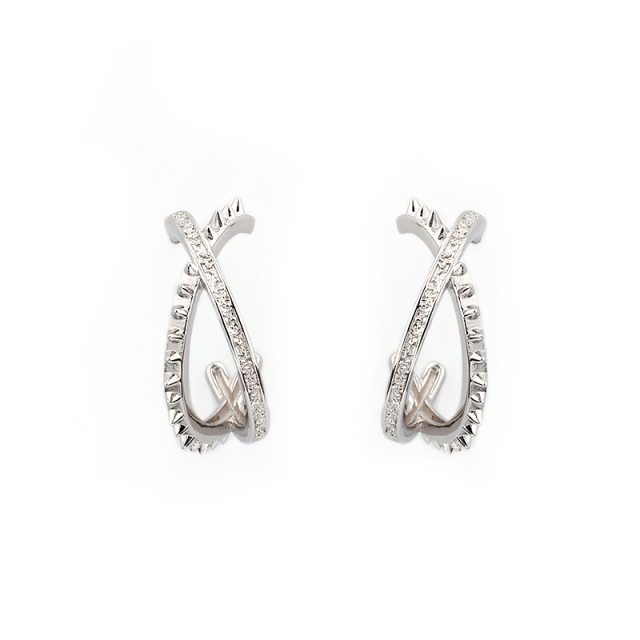925 Sterling Silver X Shape Textured Stud Earrings