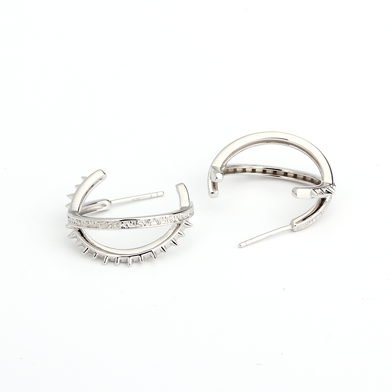 925 Sterling Silver X Shape Textured Stud Earrings