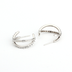 925 Sterling Silver X Shape Textured Stud Earrings