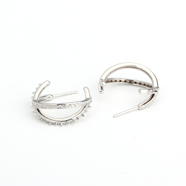 925 Sterling Silver X Shape Textured Stud Earrings