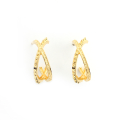 925 Sterling Silver X Shape Textured Stud Earrings