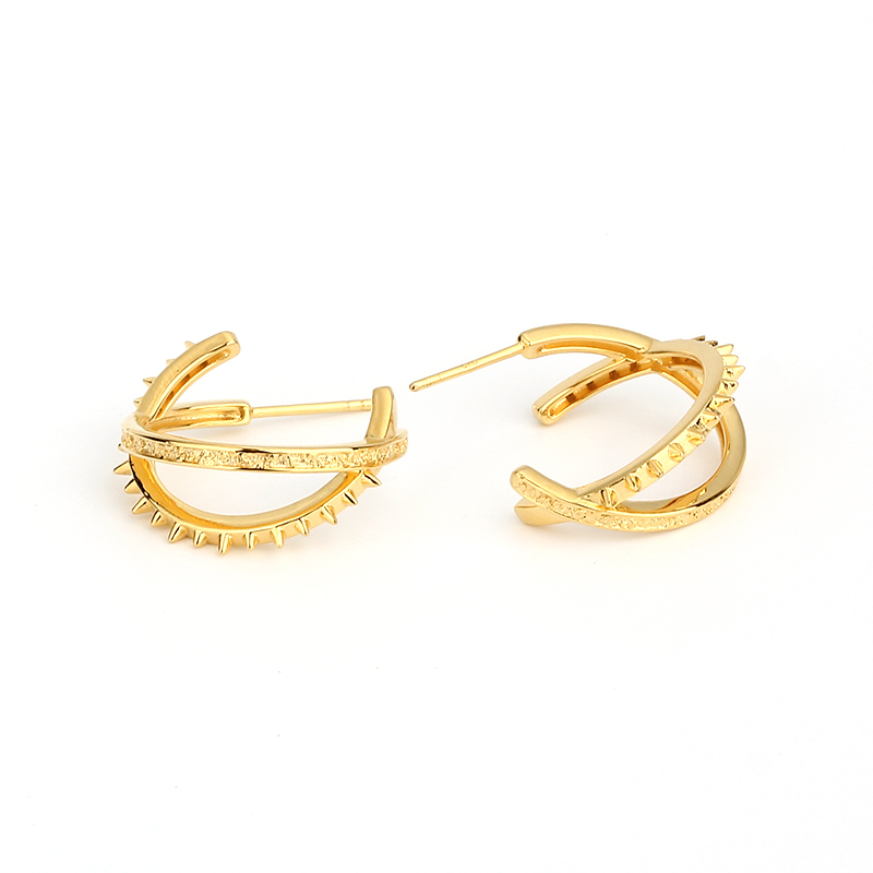 925 Sterling Silver X Shape Textured Stud Earrings