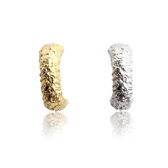 925 Sterling Silver C Shape Hammered Stud Earrings