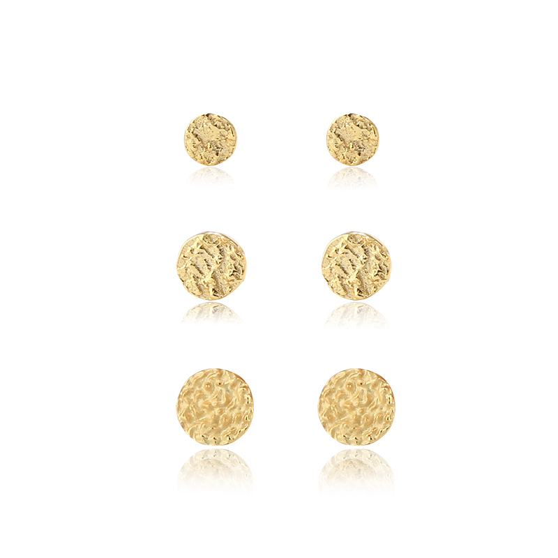 925 Sterling Silver Textured Round Ball Stack Earrings, 3‑pair