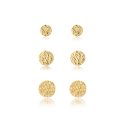 925 Sterling Silver Textured Round Ball Stack Earrings, 3‑pair