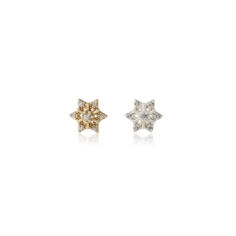 925 Sterling Silver Hexagram Cubic Zirconia Stud Earrings