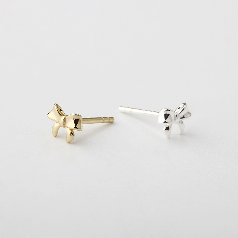 925 Sterling Silver Bow Stud Earrings
