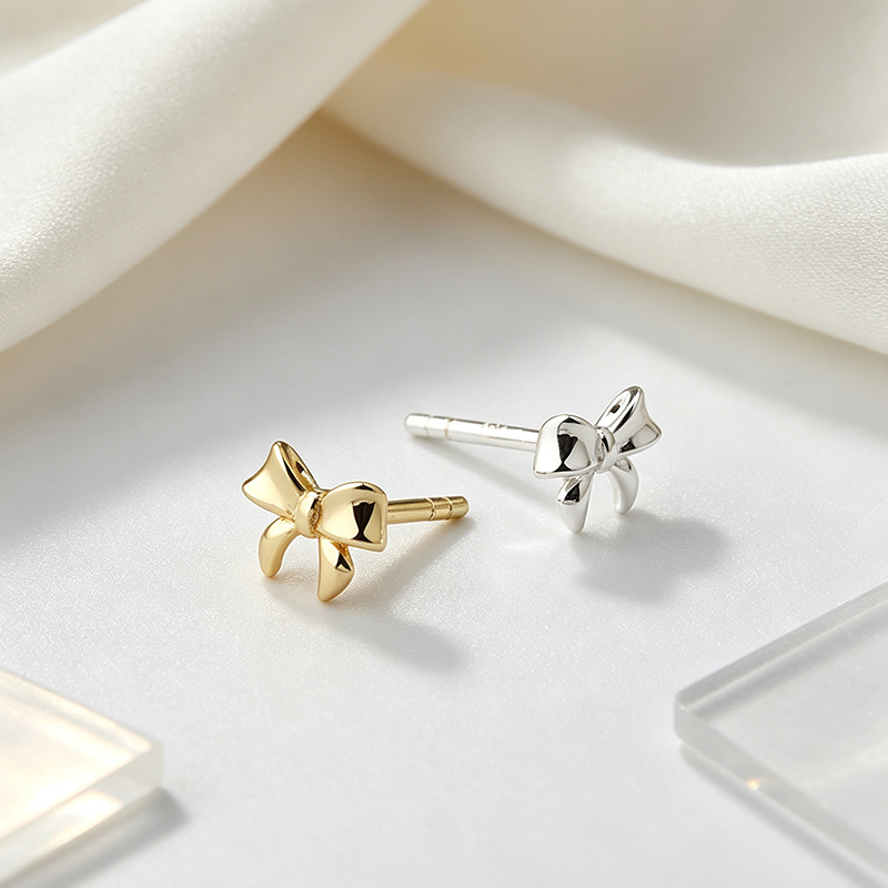 925 Sterling Silver Bow Stud Earrings