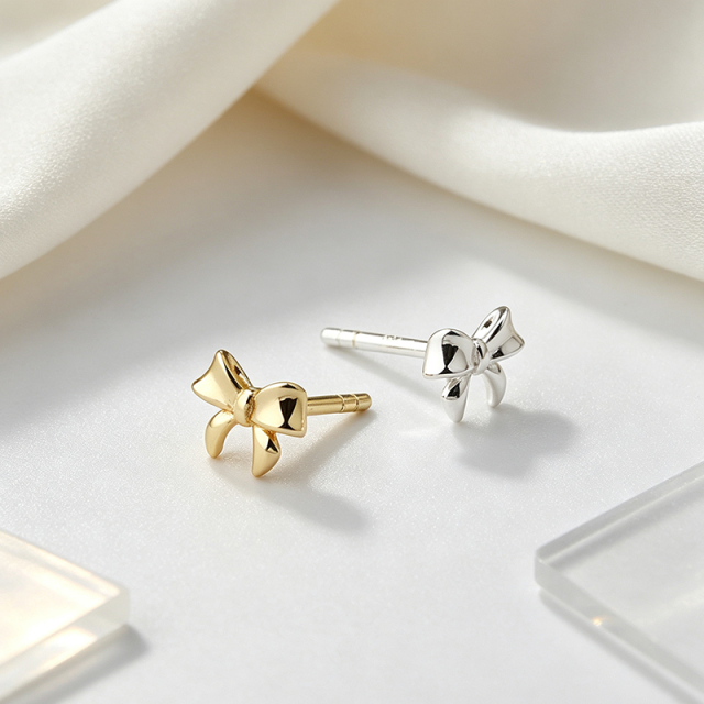 925 Sterling Silver Bow Stud Earrings