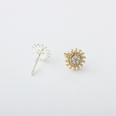 925 Sterling Silver Sun Shape CZ Stud Earrings