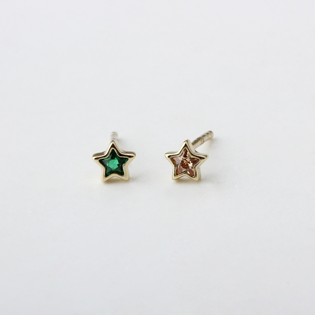 925 Sterling Silver Star Bezel CZ Stud Earrings