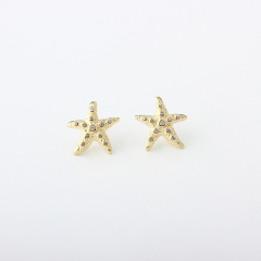925 Sterling Silver Starfish CZ Stud Earrings