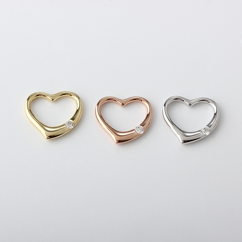 925 Sterling Silver Hollow Heart CZ Charm Pendant