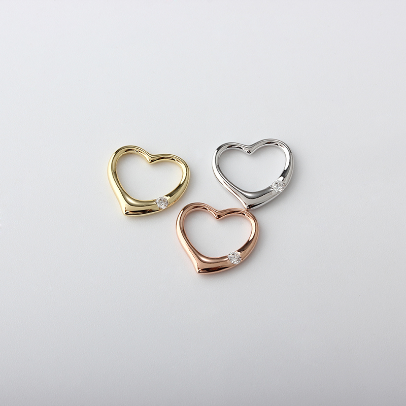 925 Sterling Silver Hollow Heart CZ Charm Pendant