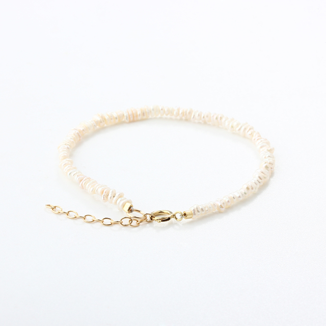 14K Gold Filled Tiny Baroque Pearl Beaded Bracelet