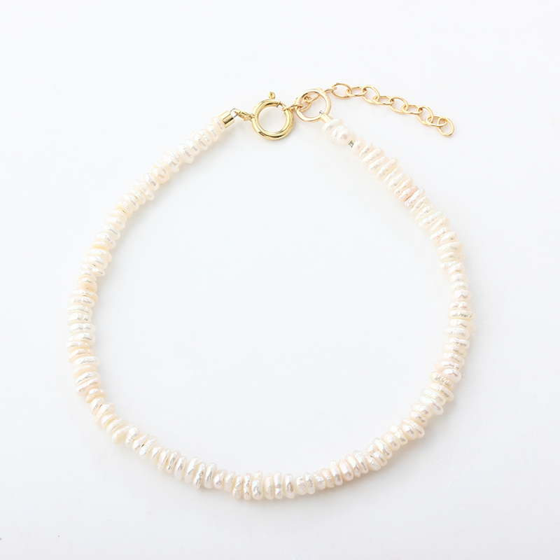 14K Gold Filled Tiny Baroque Pearl Beaded Bracelet