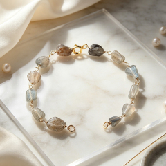 14K Gold Filled Rough Labradorite Unfinished Bracelet Component