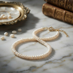 14K Gold Filled Tiny Baroque Pearl Beaded Bracelet