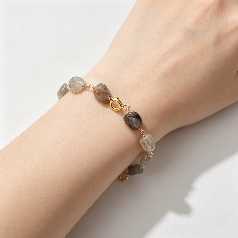 14K Gold Filled Rough Labradorite Unfinished Bracelet Component