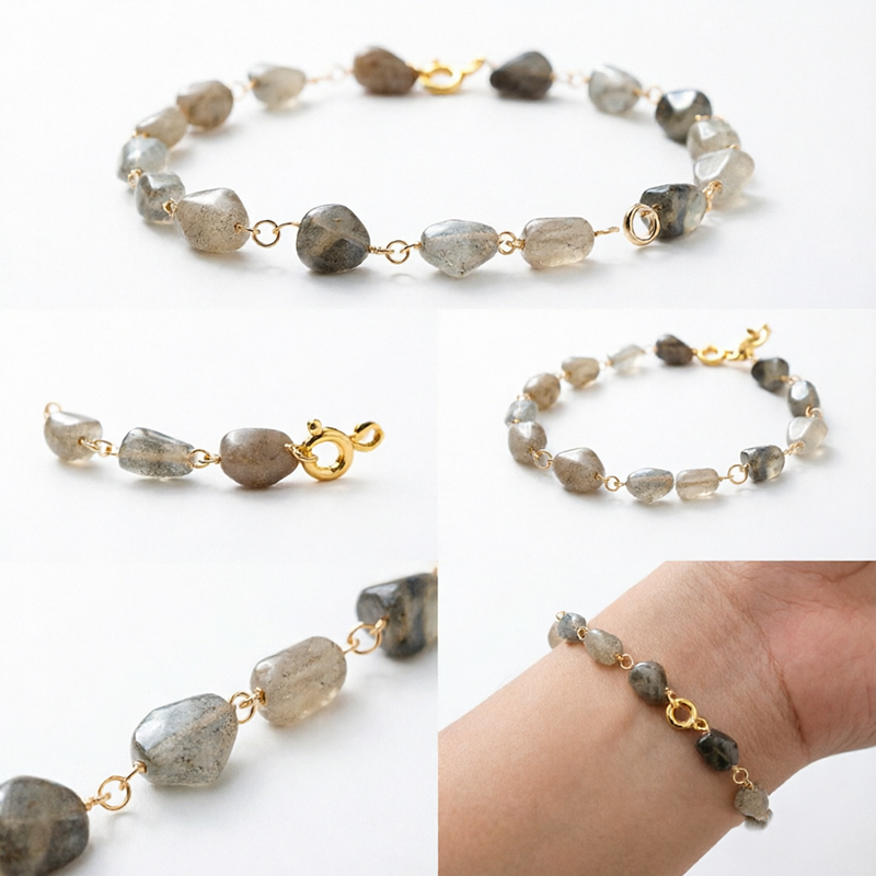 14K Gold Filled Rough Labradorite Unfinished Bracelet Component