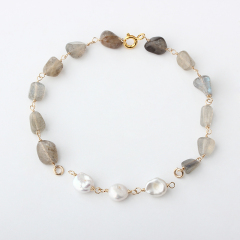 14K Gold Filled Rough Labradorite Unfinished Bracelet Component