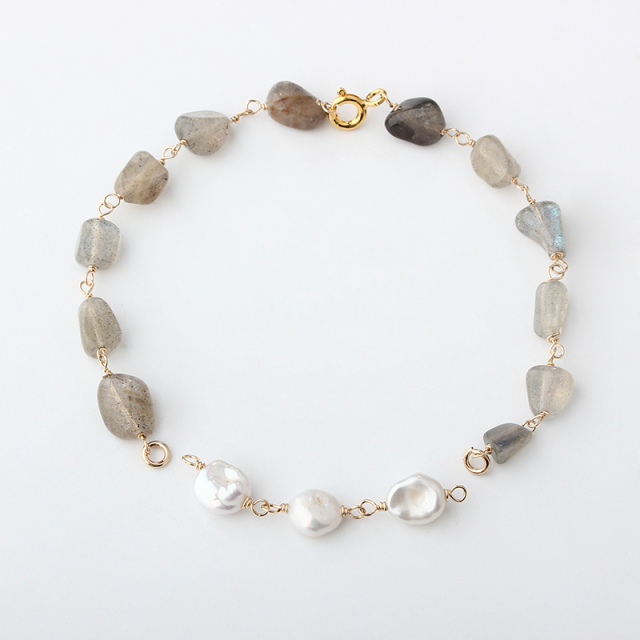 14K Gold Filled Rough Labradorite Unfinished Bracelet Component