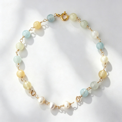 14K Gold Filled Morganite Unfinished Bracelet Component