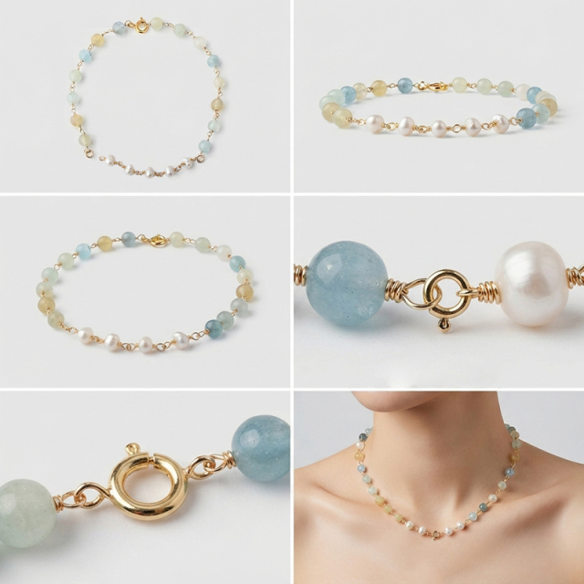 14K Gold Filled Morganite Unfinished Bracelet Component