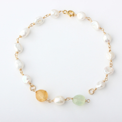 14K Gold Filled Baroque Pearl Unfinished Bracelet Component