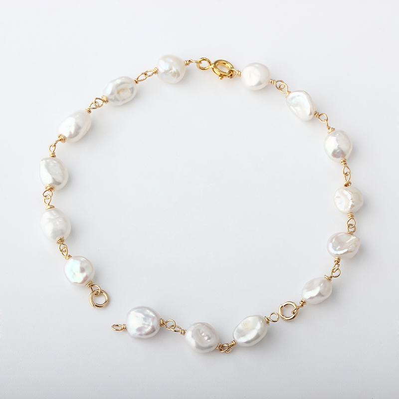 14K Gold Filled Baroque Pearl Unfinished Bracelet Component