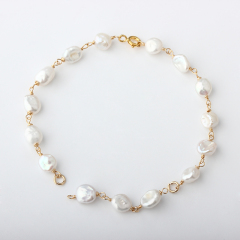 14K Gold Filled Baroque Pearl Unfinished Bracelet Component